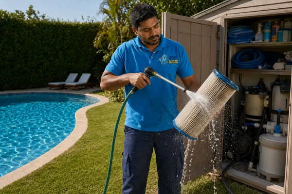 PoolLogic technician sending digital service report